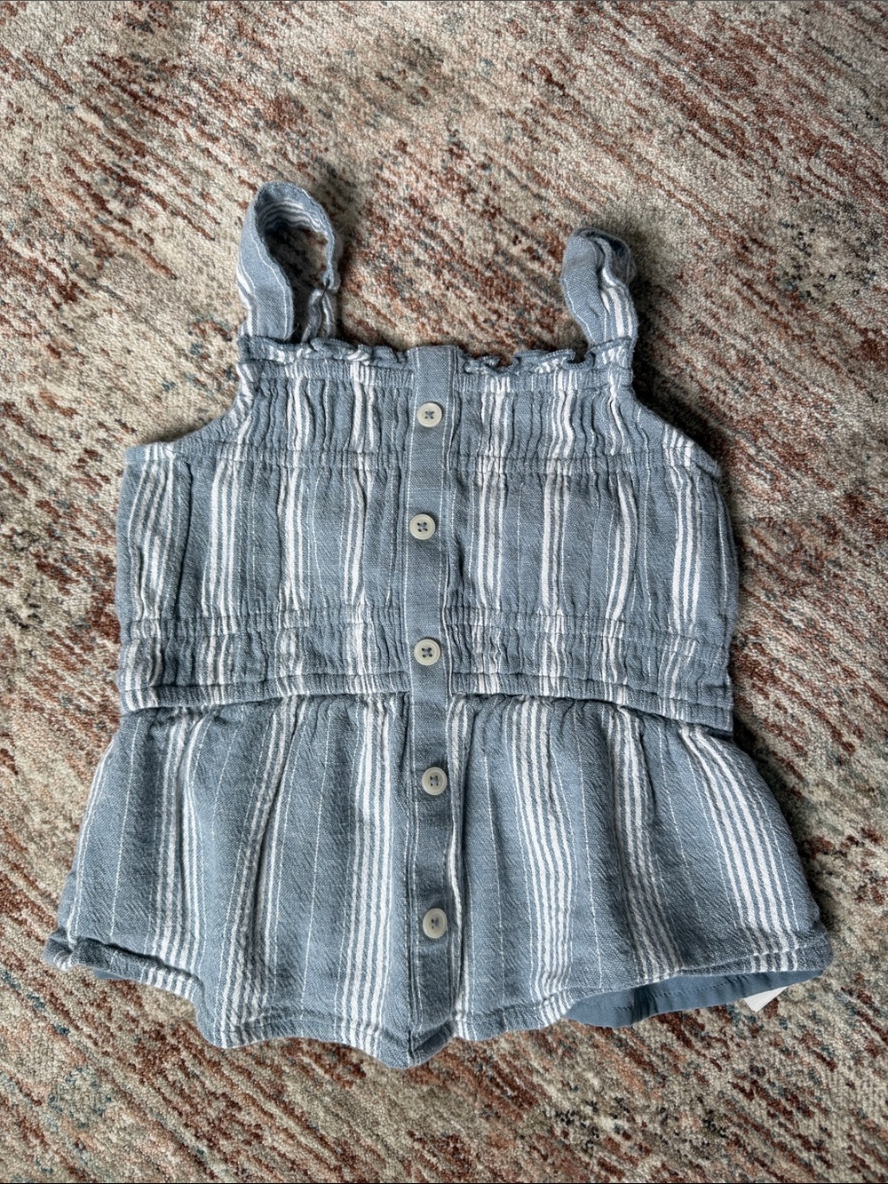 Abercrombie Chambray Blue & White Striped Button-Front Tank